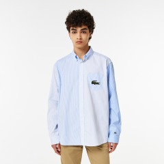 Хлопковая рубашка Lacoste Unisex  в полоску