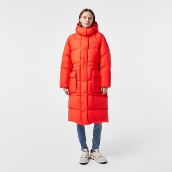 Женский длинный пуховик Lacoste Oversize с регулируемой талией