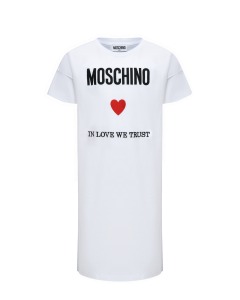 Платье-футболка с принтом "In love we trust" Moschino