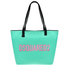 Сумка-шопер с розовым лого, бирюзовая Dsquared2