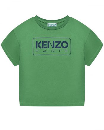 Футболка с логотипом на груди, зеленая KENZO