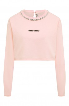 Хлопковый лонгслив Miu Miu